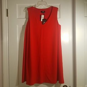 NWT ABS V-Neck Knee Length Red Shift Dress